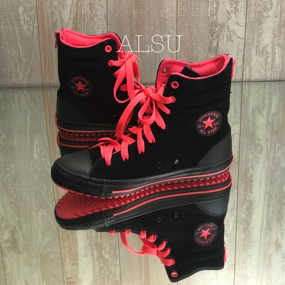 Converse Ctas HI-Rise Boot X HI Black Suede Kid’s - Picture 2 of 8